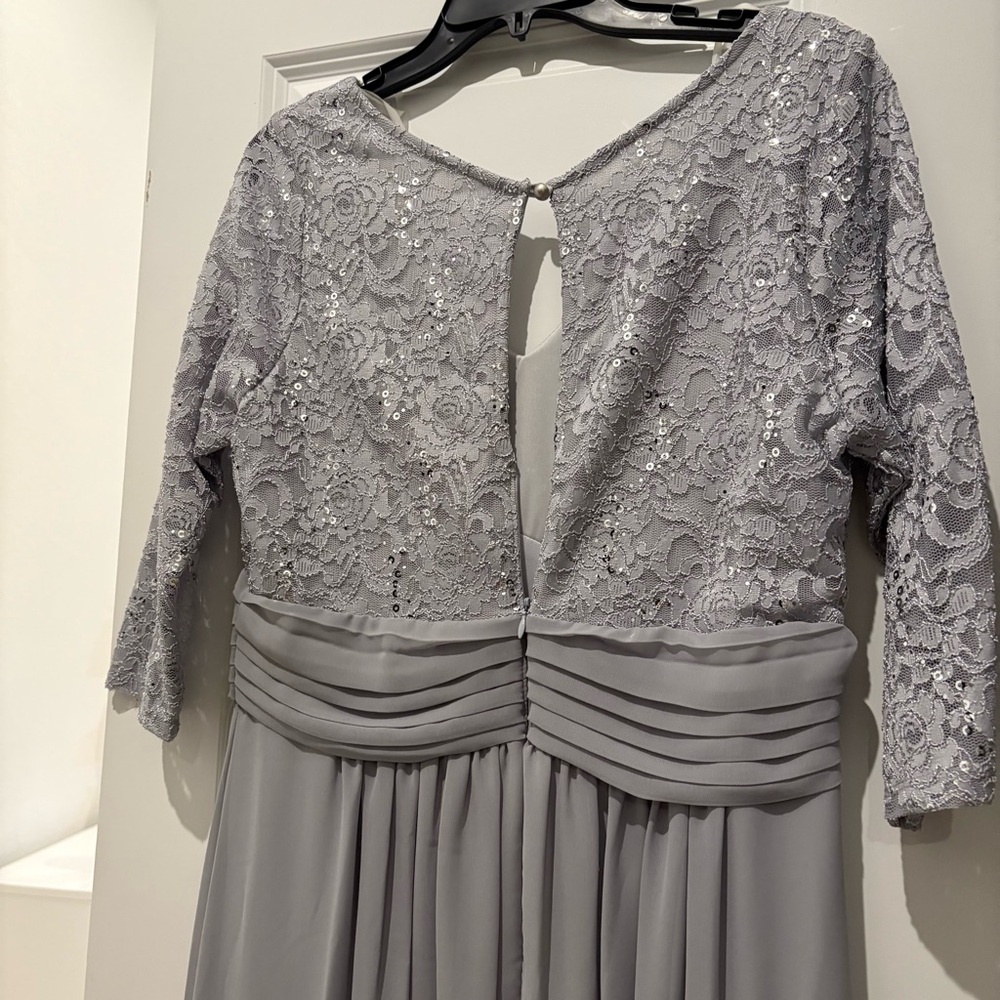 Mother of the bride formal gray lace dress size L - Picture 7 of 10